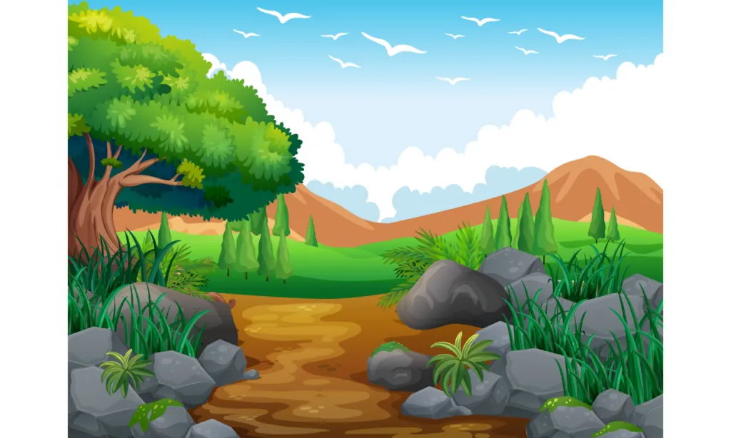 Sketsa Gambar Pemandangan Alam Beserta Warnanya