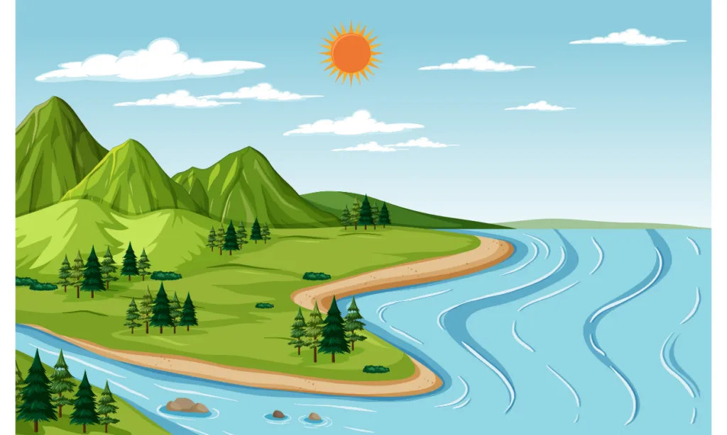 Sketsa Gambar Pemandangan Alam Beserta Warnanya