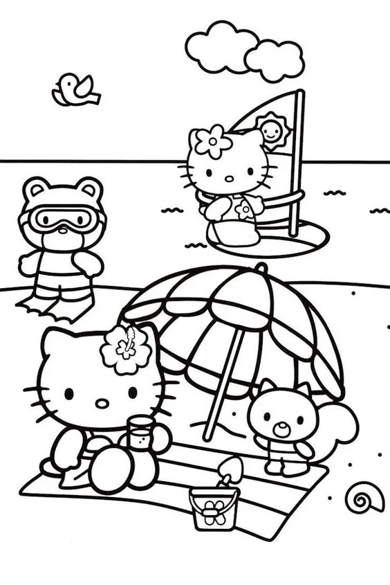 Mewarnai Gambar Hello Kitty