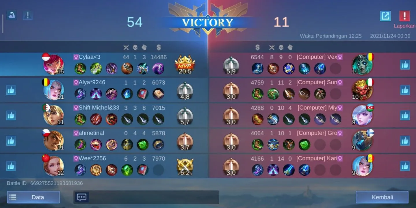 Kumpulan Foto Hasil Pertandingan ML Ter-GG dan Terlengkap 4 Foto Hasil Pertandingan ML