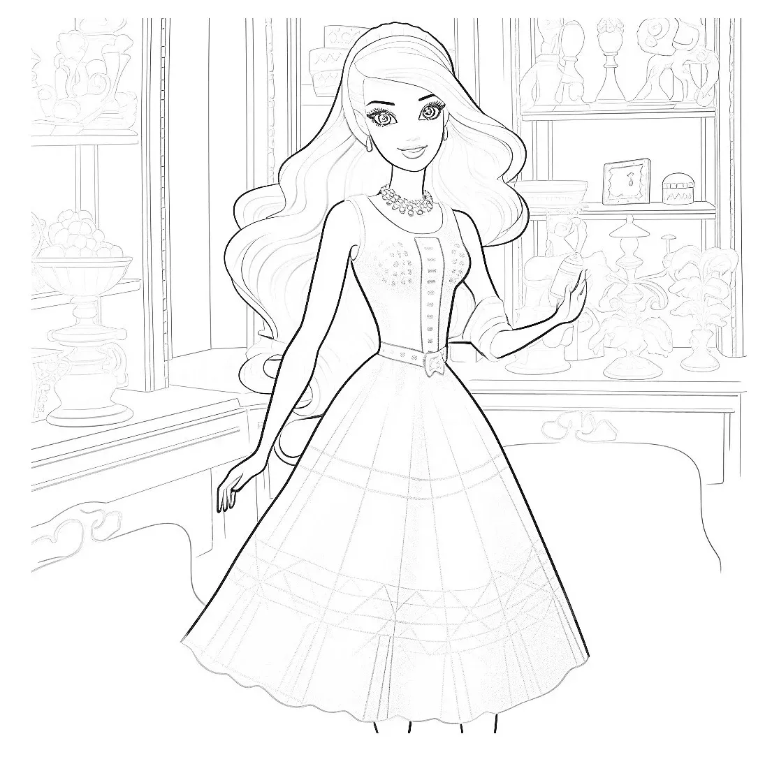Gambar Barbie Mewarnai