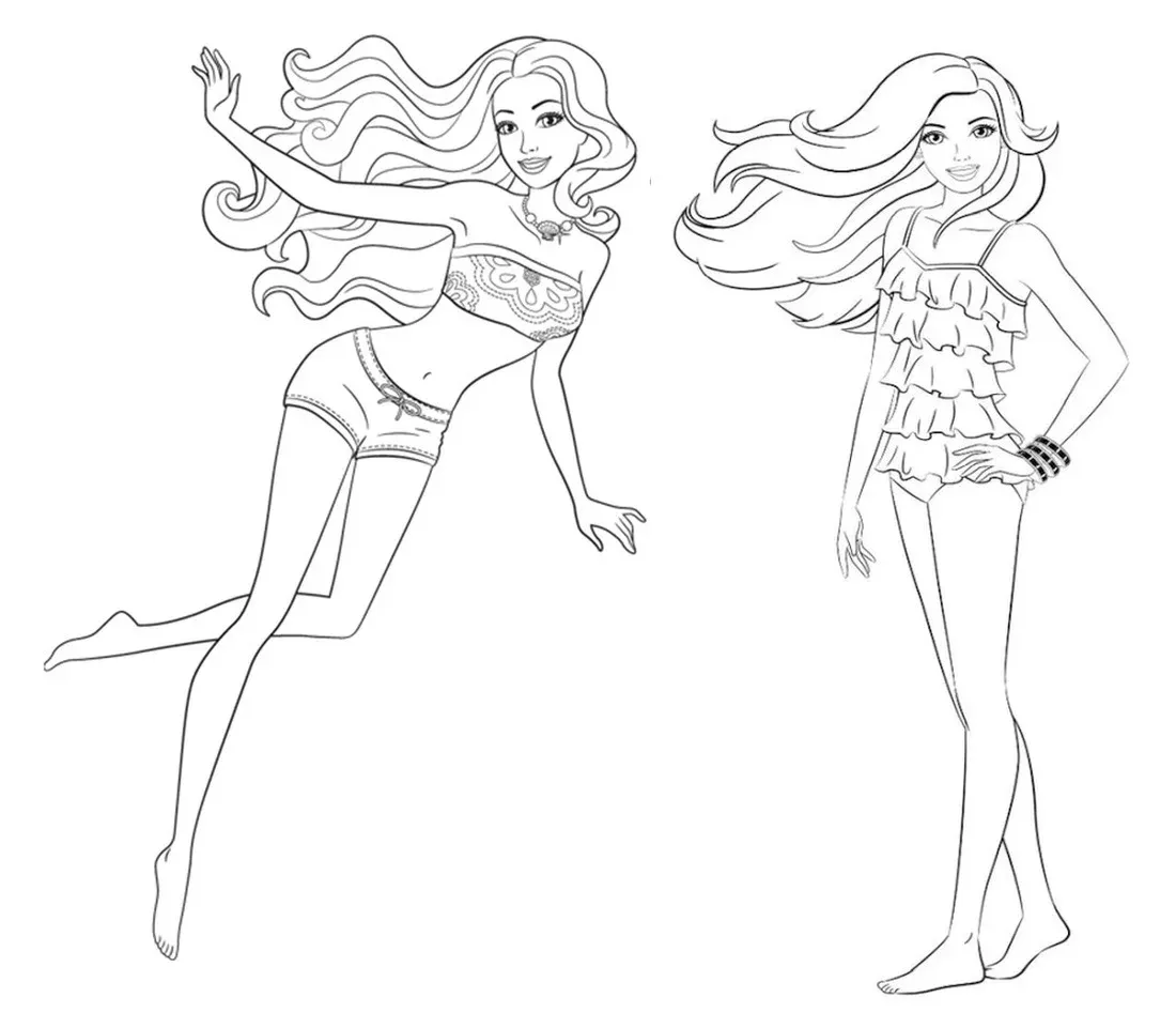 Gambar Barbie Mewarnai