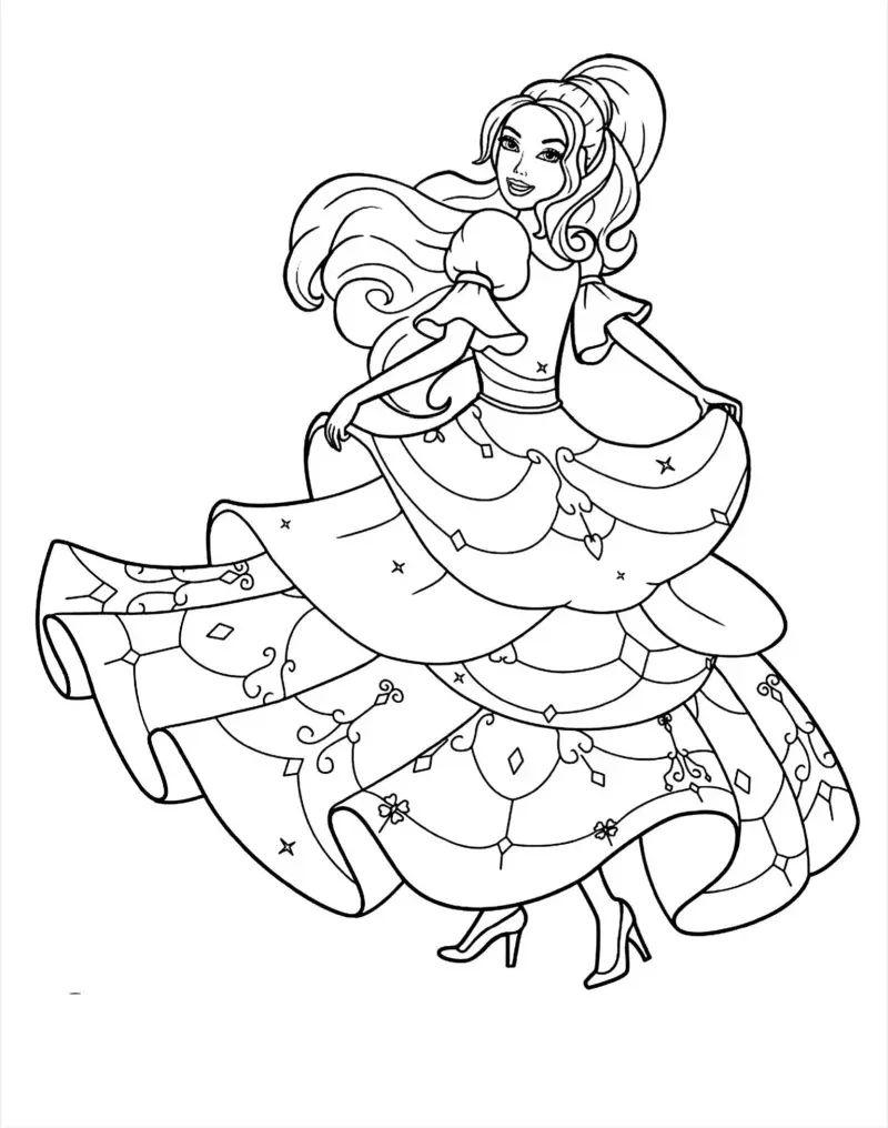 Gambar Barbie Mewarnai