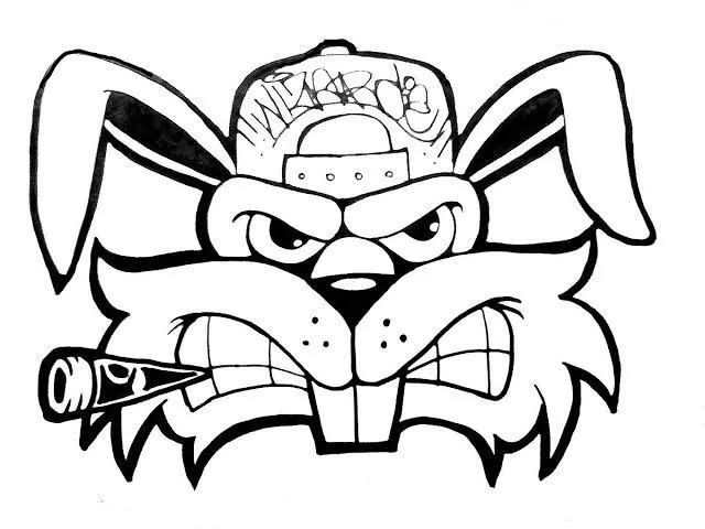 Gambar Grafiti Kartun Keren Hitam Putih