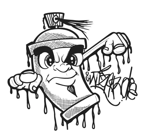 Gambar Grafiti Kartun Keren Hitam Putih