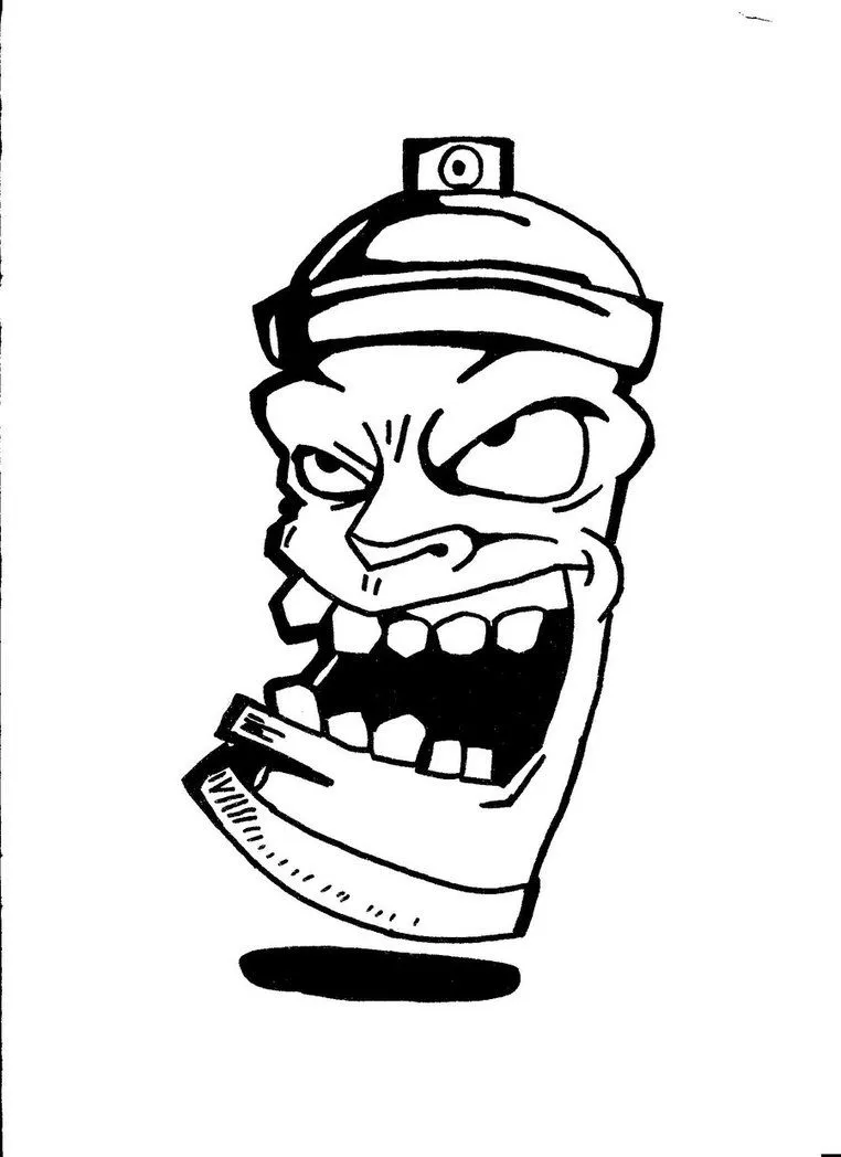 Gambar Grafiti Kartun Keren Hitam Putih