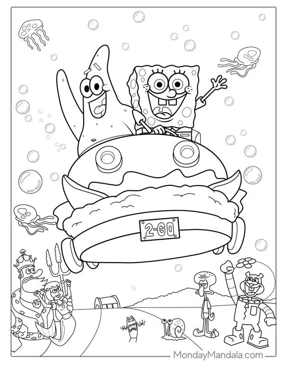 Kumpulan Gambar Mewarnai Spongebob Terbagus dan Terlengkap 9 Gambar Mewarnai Spongebob