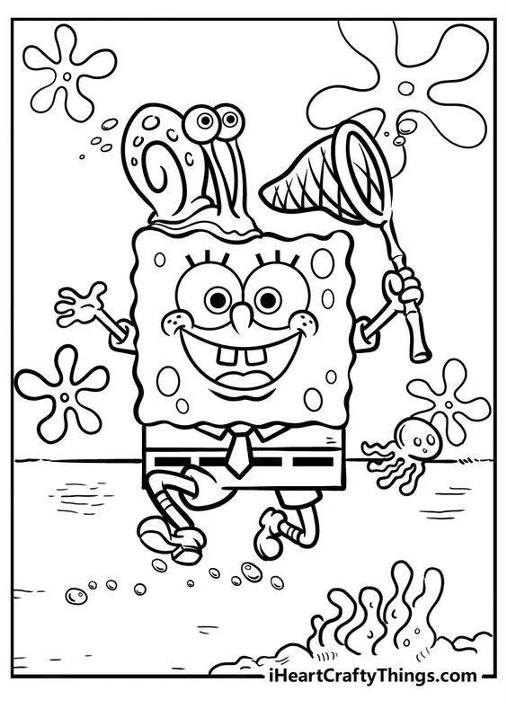 Kumpulan Gambar Mewarnai Spongebob Terbagus dan Terlengkap 4 Gambar Mewarnai Spongebob