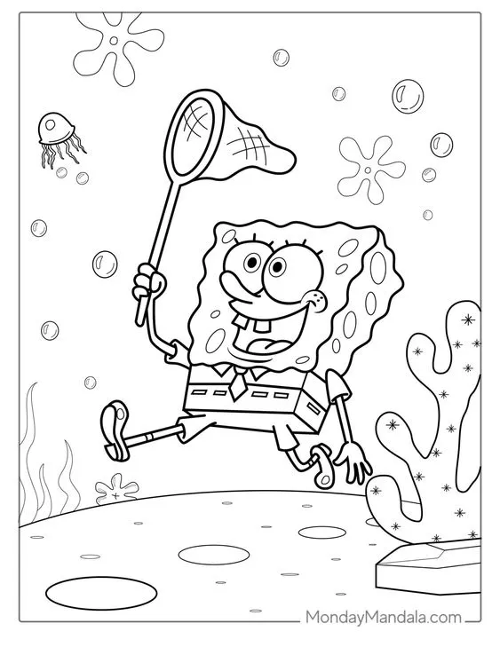 Kumpulan Gambar Mewarnai Spongebob Terbagus dan Terlengkap 3 Gambar Mewarnai Spongebob