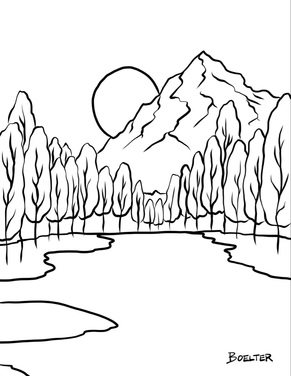 Kumpulan Mewarnai Pemandangan Alam Terbagus dan Terlengkap 19 Mewarnai Pemandangan Alam