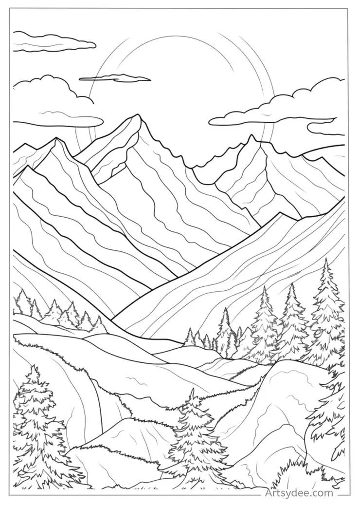 Kumpulan Mewarnai Pemandangan Alam Terbagus dan Terlengkap 7 Mewarnai Pemandangan Alam