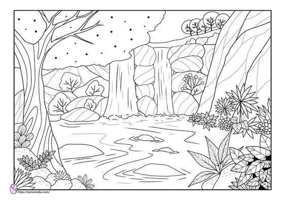 Kumpulan Mewarnai Pemandangan Alam Terbagus dan Terlengkap 23 Mewarnai Pemandangan Alam