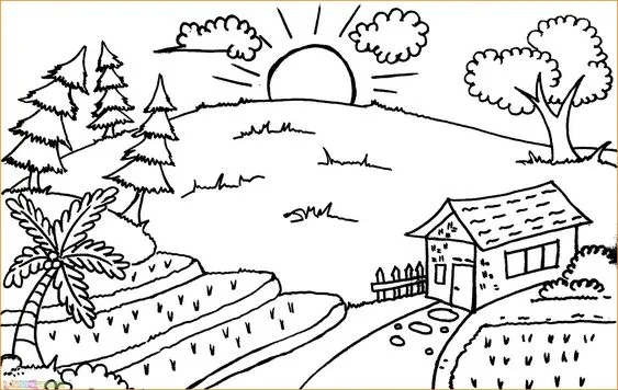 Kumpulan Mewarnai Pemandangan Alam Terbagus dan Terlengkap 22 Mewarnai Pemandangan Alam