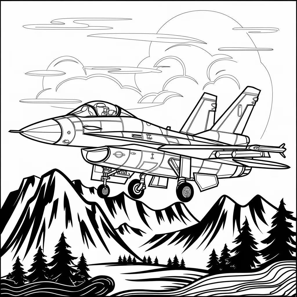 mewarnai gambar pesawat tempur 15