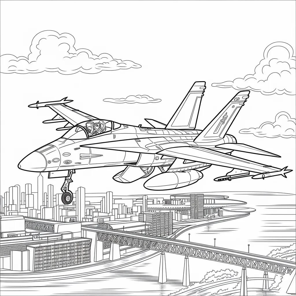 mewarnai gambar pesawat tempur 8