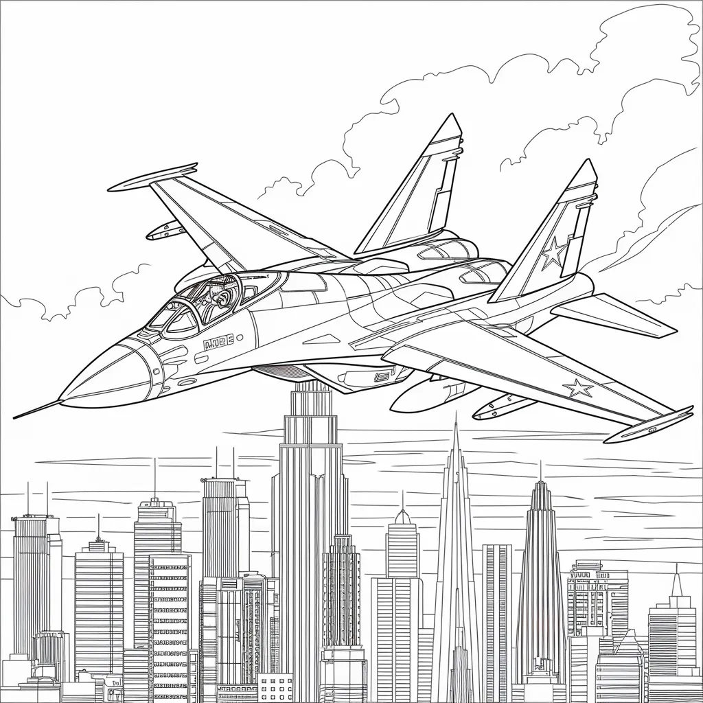 mewarnai gambar pesawat tempur 7