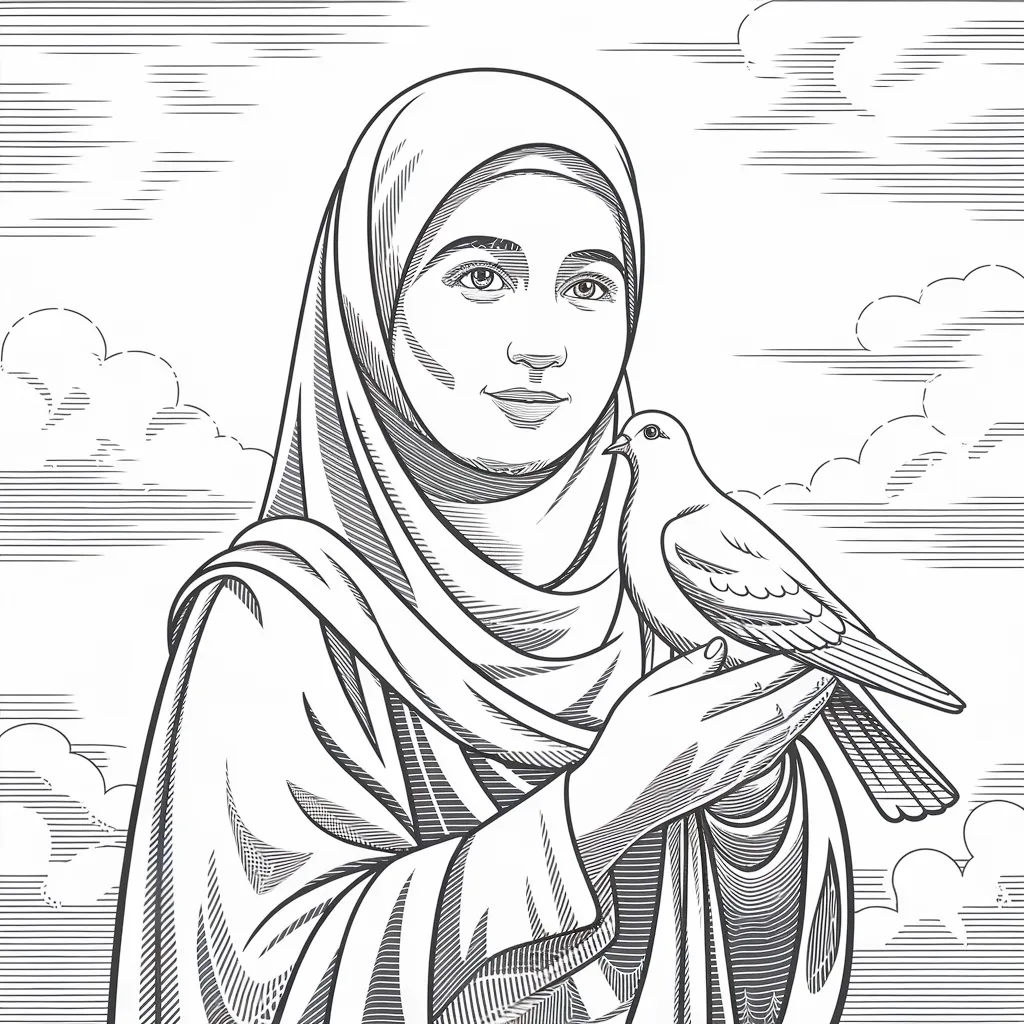 gambar mewarnai muslimah bercadar 7