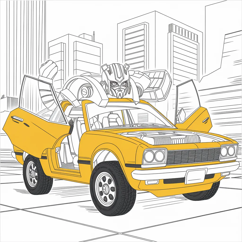 gambar mewarnai mobil bumblebee untuk anak-anak 2