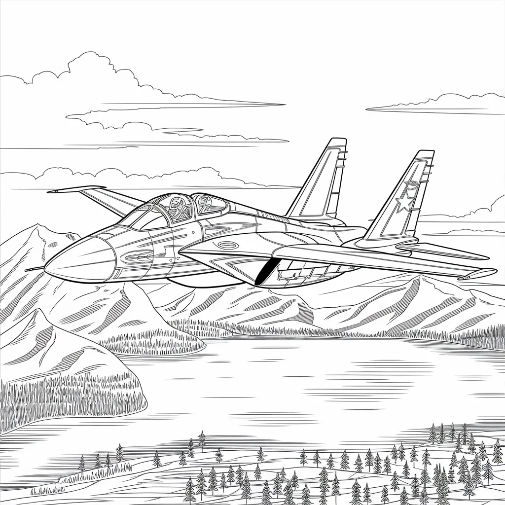 mewarnai gambar pesawat tempur 30