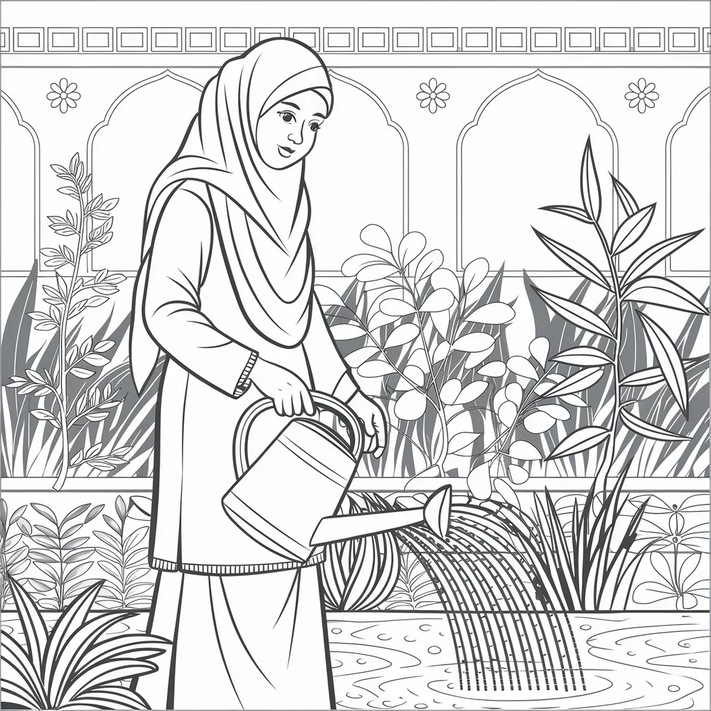 gambar mewarnai muslimah bercadar 9