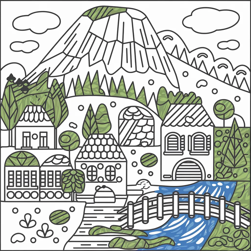 30 Gambar Pemandangan Gunung yang Belum Diwarnai untuk Diwarnai 8 gambar pemandangan gunung yang belum dicat 7