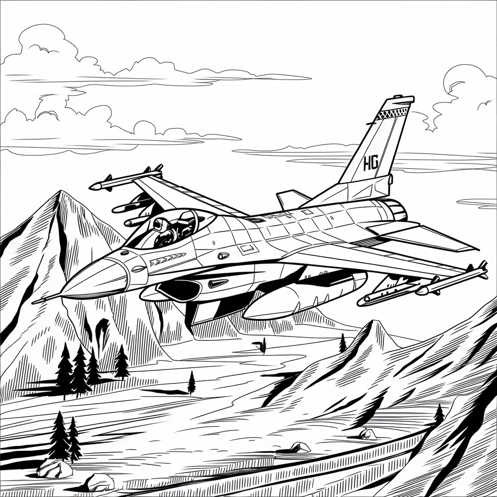 mewarnai gambar pesawat tempur 1