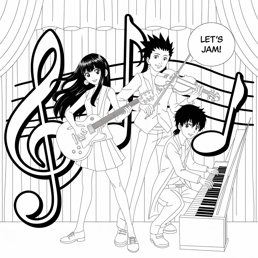 gambar yang belum diwarnai anime 14