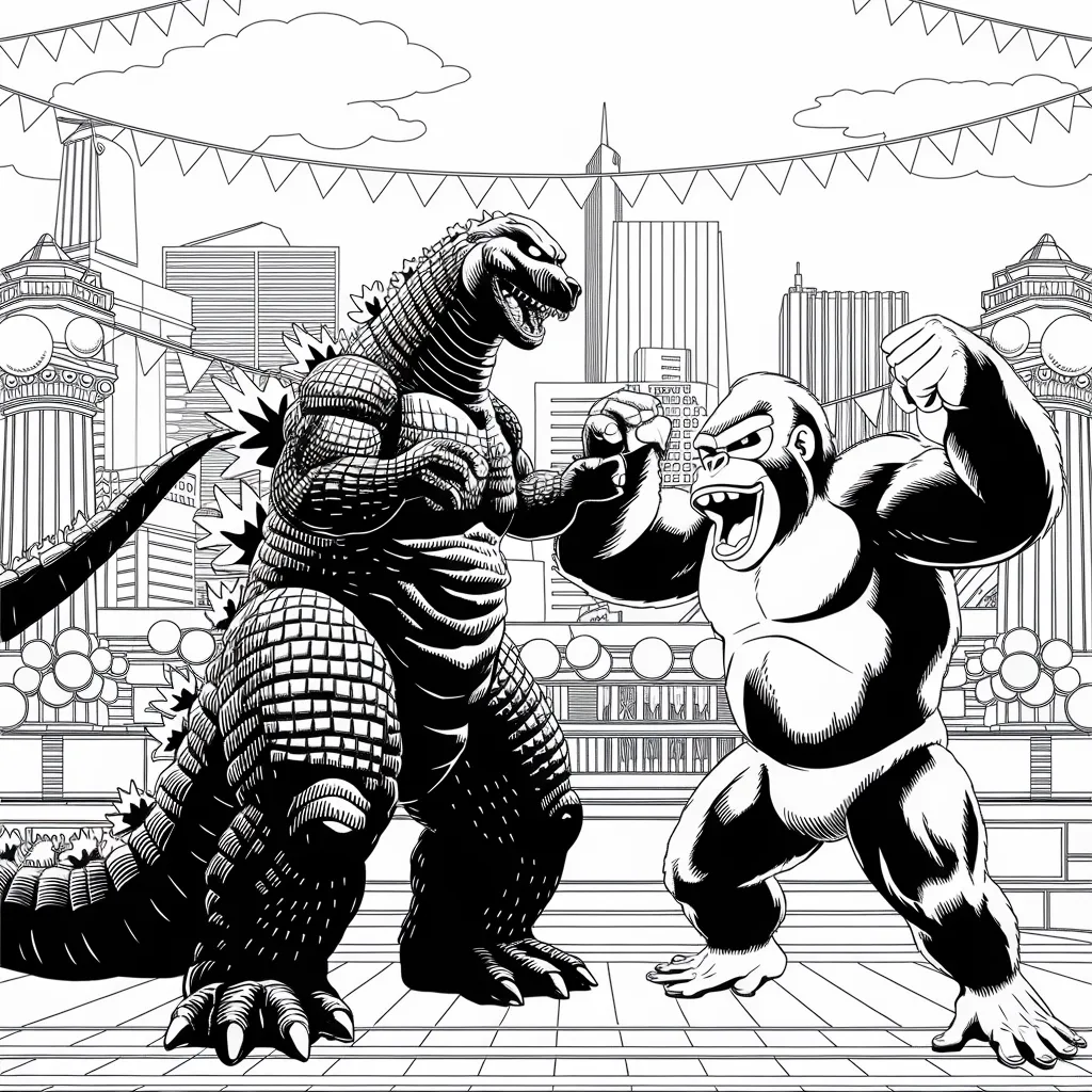 gambar mewarnai godzilla 3