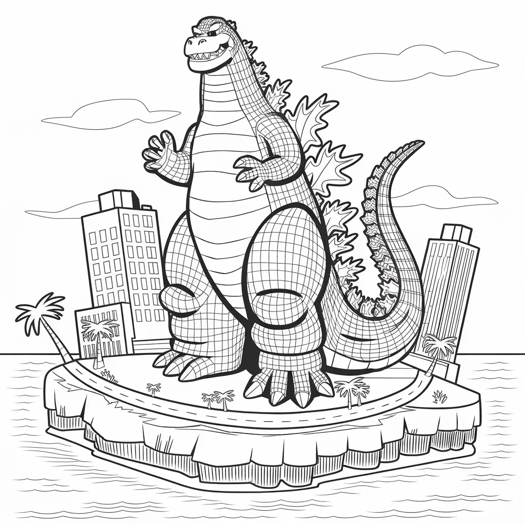 gambar mewarnai godzilla 9