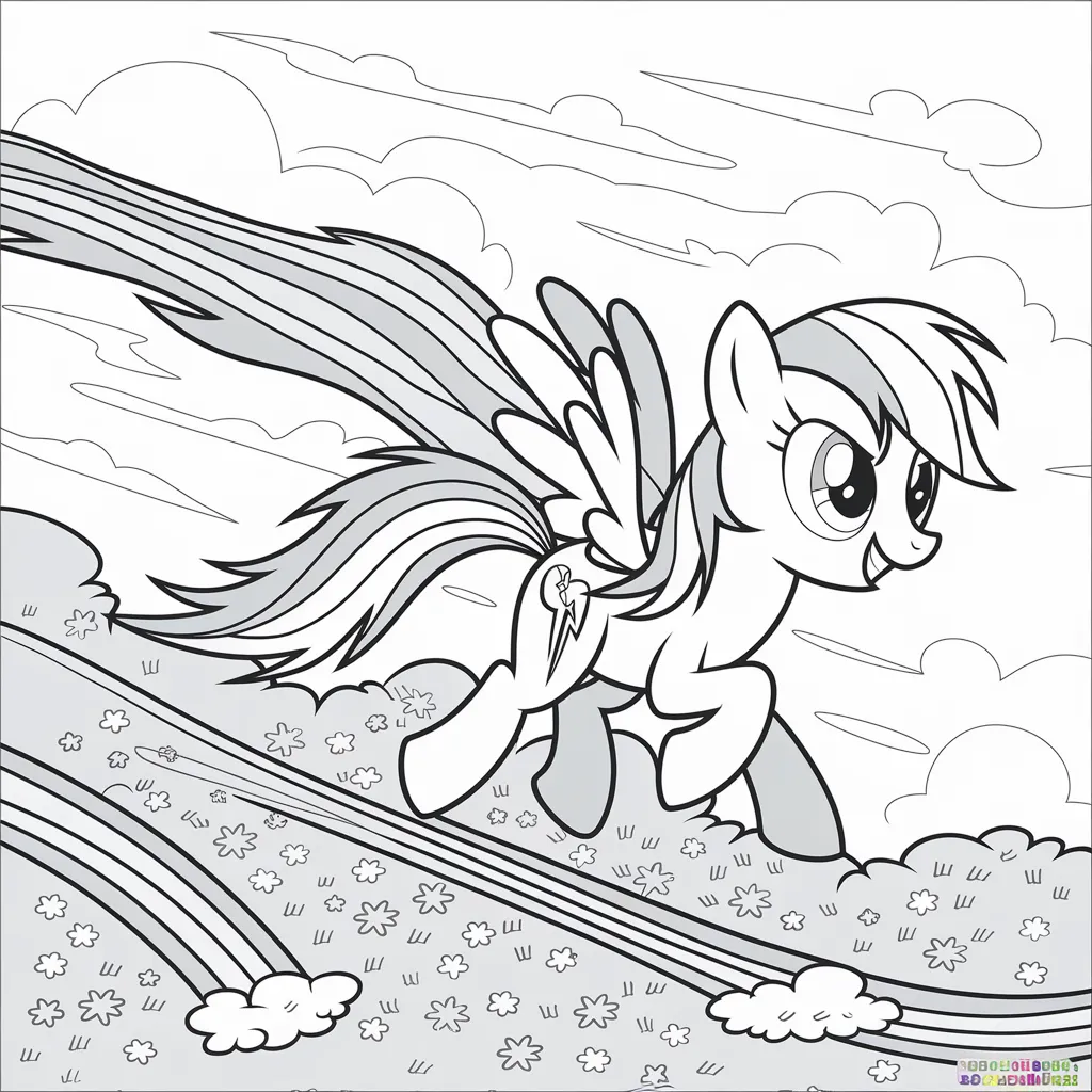 gambar mewarnai kuda poni rainbow dash 2 
