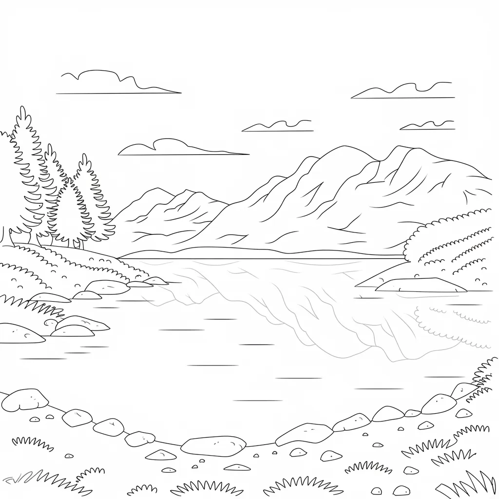 30 Gambar Pemandangan Alam Belum Diwarnai untuk Diwarnai 6 Gambar Pemandangan Alam Belum Diwarnai 5