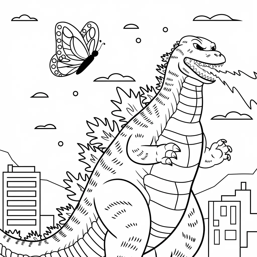 gambar mewarnai godzilla 28 