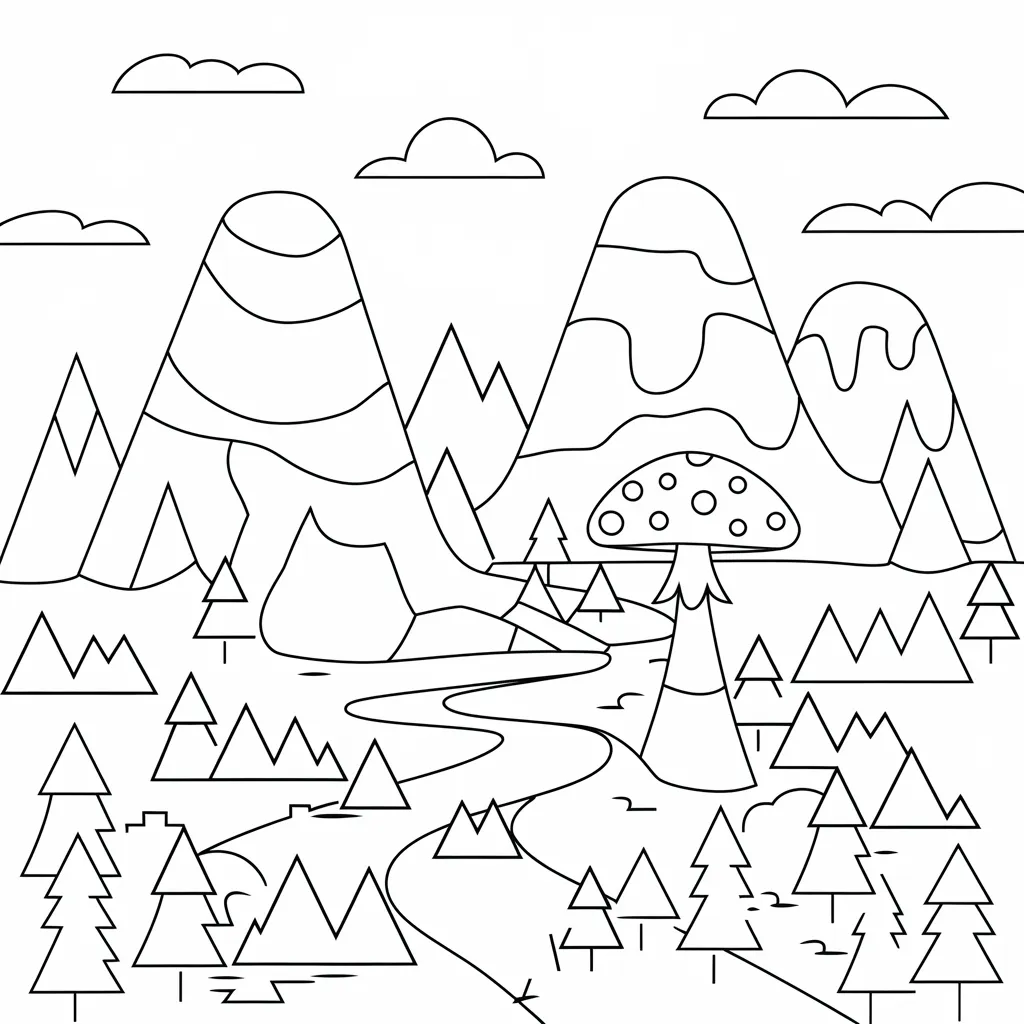 30 Gambar Pemandangan Gunung yang Belum Diwarnai untuk Diwarnai 20 gambar pemandangan gunung yang belum dicat 19