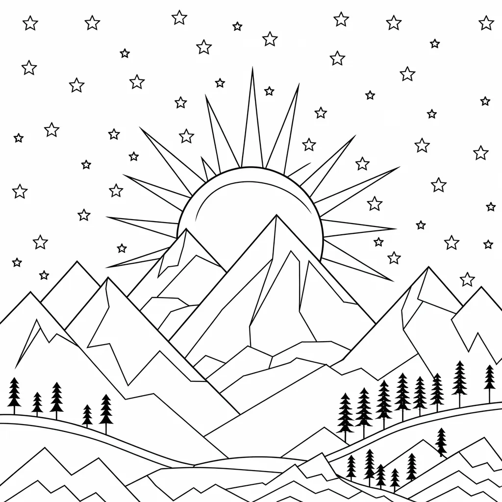 30 Gambar Pemandangan Gunung yang Belum Diwarnai untuk Diwarnai 2 gambar pemandangan gunung yang belum dicat 1