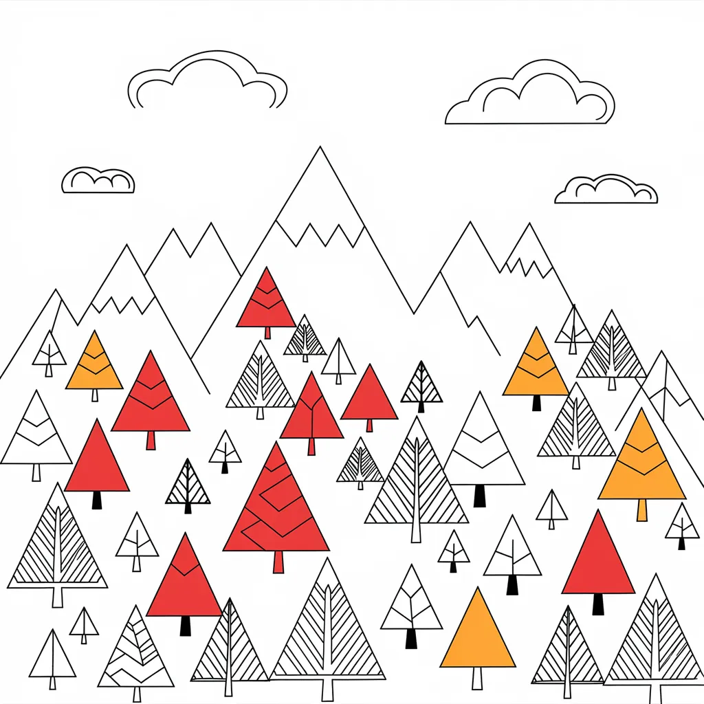 30 Gambar Pemandangan Gunung yang Belum Diwarnai untuk Diwarnai 16 gambar pemandangan gunung yang belum dicat 15