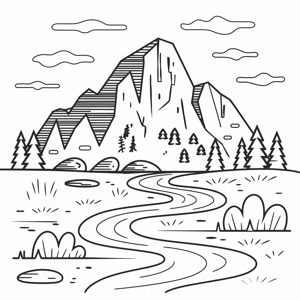 30 Gambar Pemandangan Gunung yang Belum Diwarnai untuk Diwarnai 19 gambar pemandangan gunung yang belum dicat 18