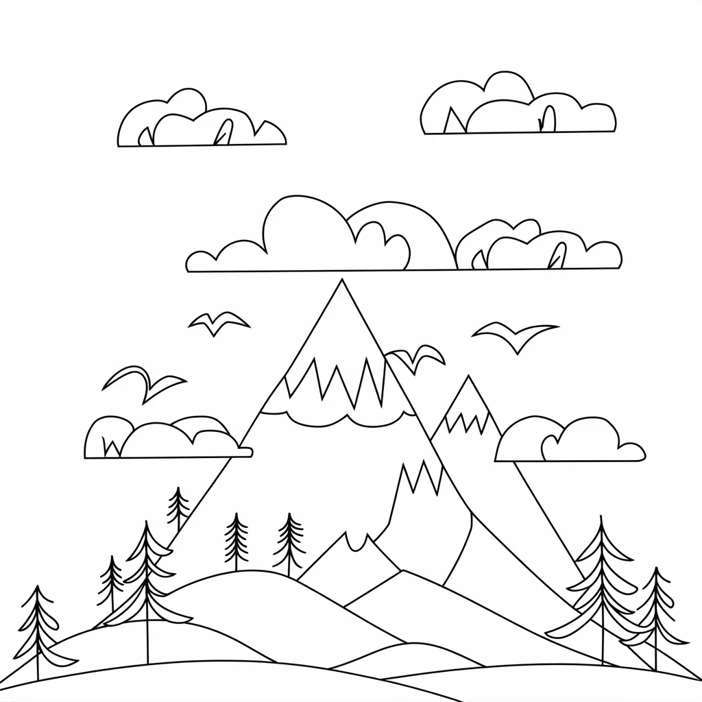 30 Gambar Pemandangan Gunung yang Belum Diwarnai untuk Diwarnai 14 gambar pemandangan gunung yang belum dicat 13
