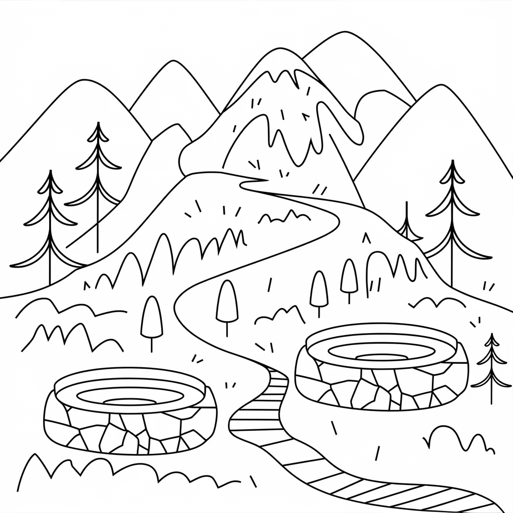 30 Gambar Pemandangan Gunung yang Belum Diwarnai untuk Diwarnai 26 gambar pemandangan gunung yang belum dicat 25