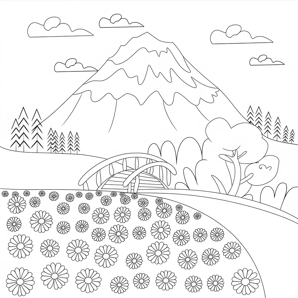 30 Gambar Pemandangan Gunung yang Belum Diwarnai untuk Diwarnai 11 gambar pemandangan gunung yang belum dicat 10