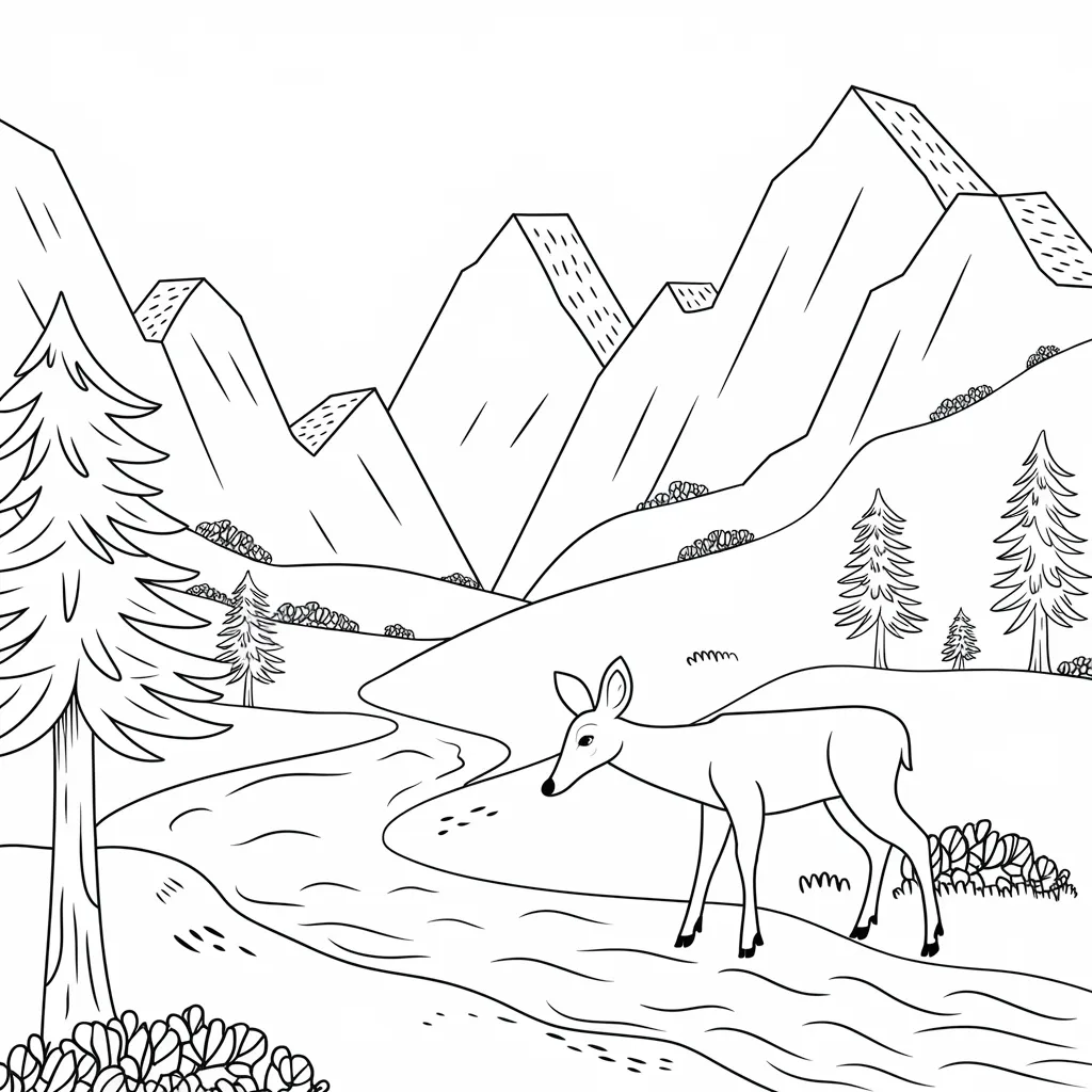 30 Gambar Pemandangan Gunung yang Belum Diwarnai untuk Diwarnai 17 gambar pemandangan gunung yang belum dicat 16