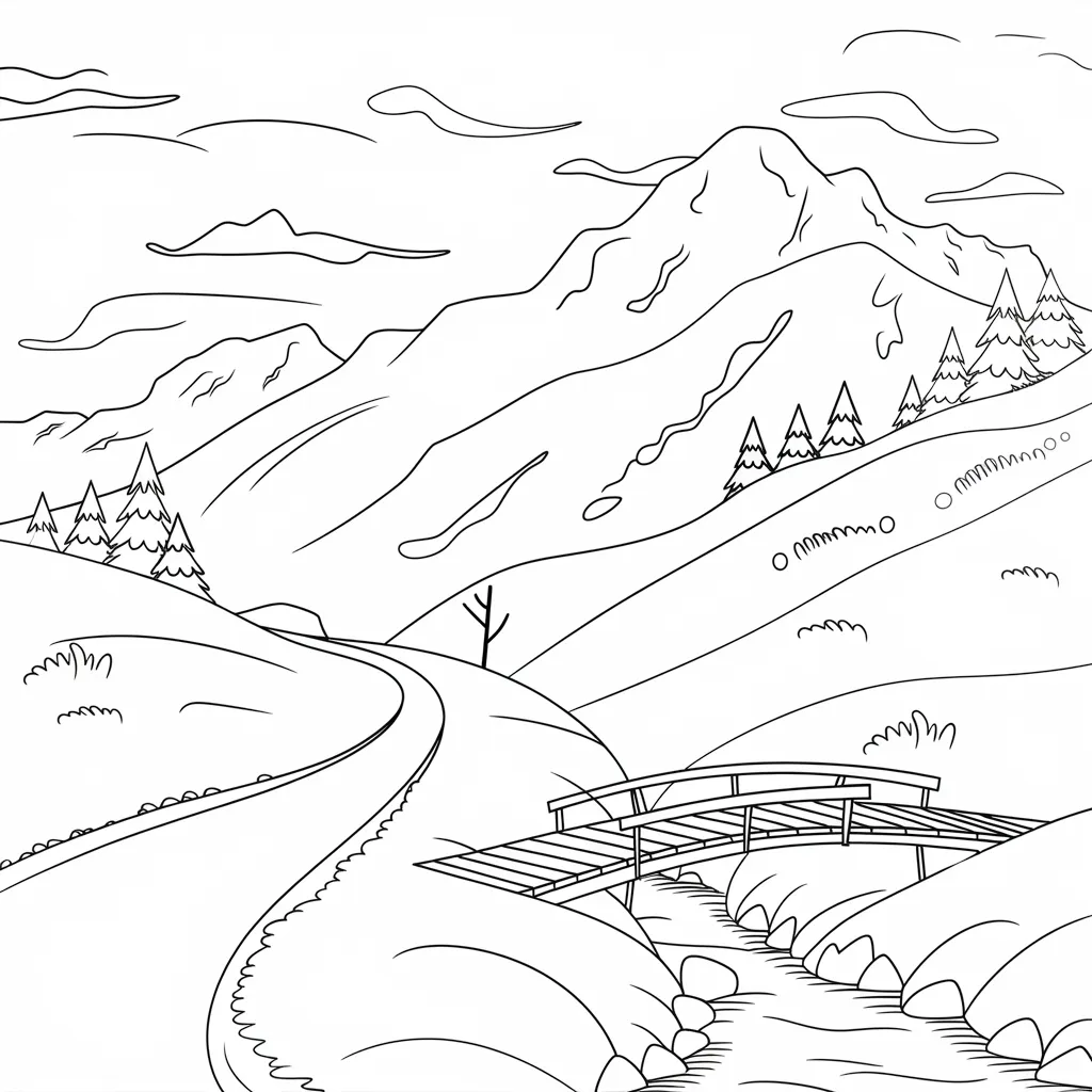 30 Gambar Pemandangan Alam Belum Diwarnai untuk Diwarnai 11 Gambar Pemandangan Alam Belum Diwarnai 10