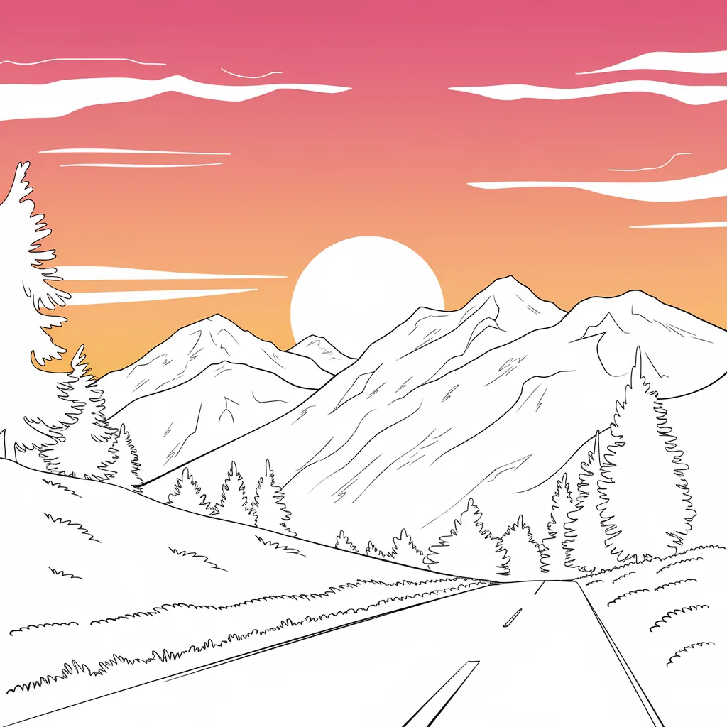 30 Gambar Pemandangan Gunung yang Belum Diwarnai untuk Diwarnai 12 gambar pemandangan gunung yang belum dicat 11