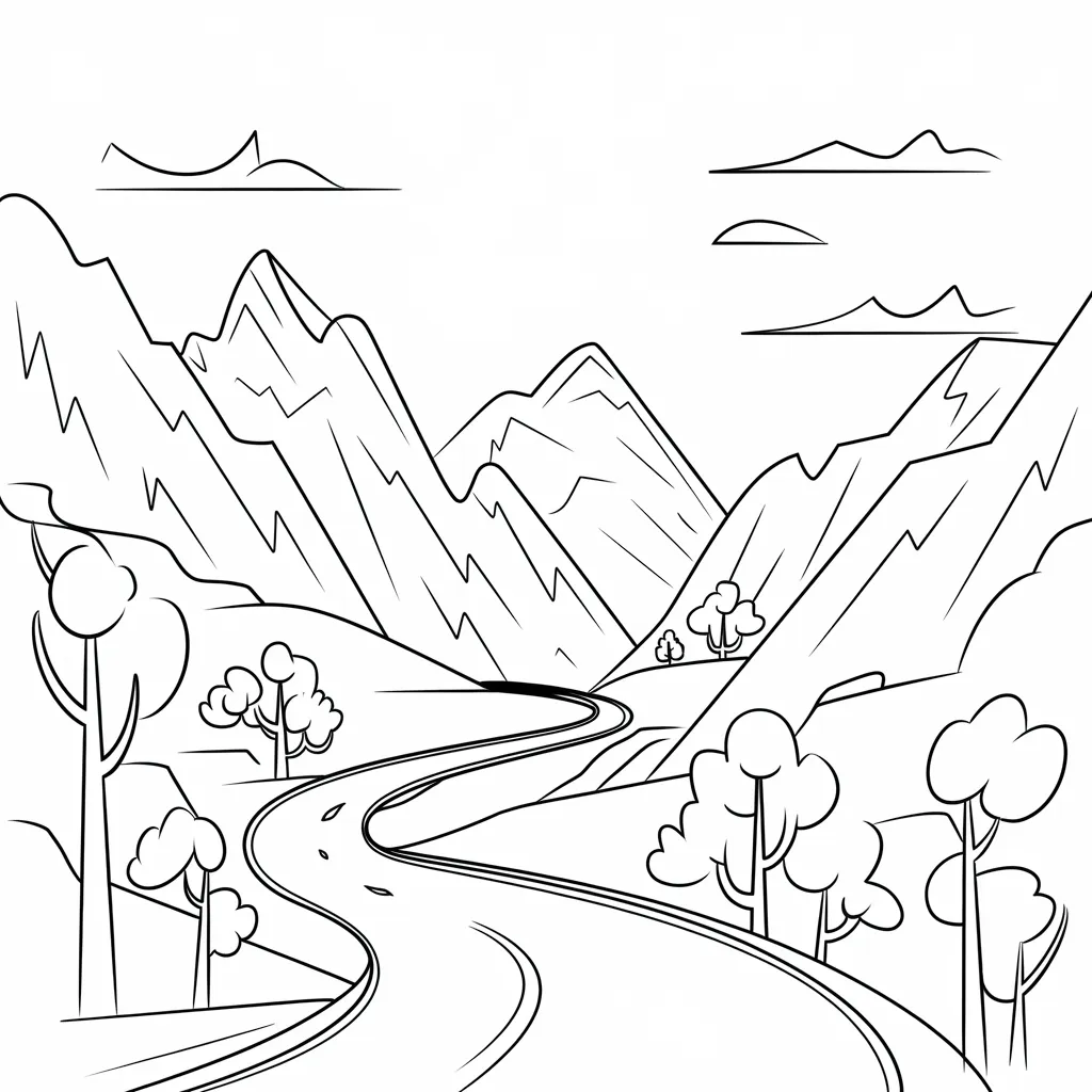 30 Gambar Pemandangan Gunung yang Belum Diwarnai untuk Diwarnai 10 gambar pemandangan gunung yang belum dicat 9