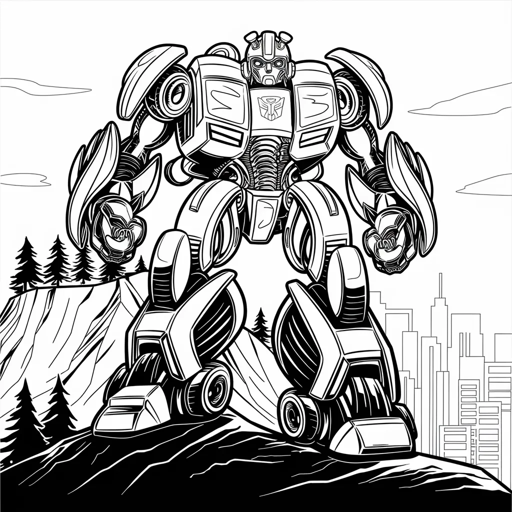 gambar mewarnai mobil bumblebee untuk anak-anak 28