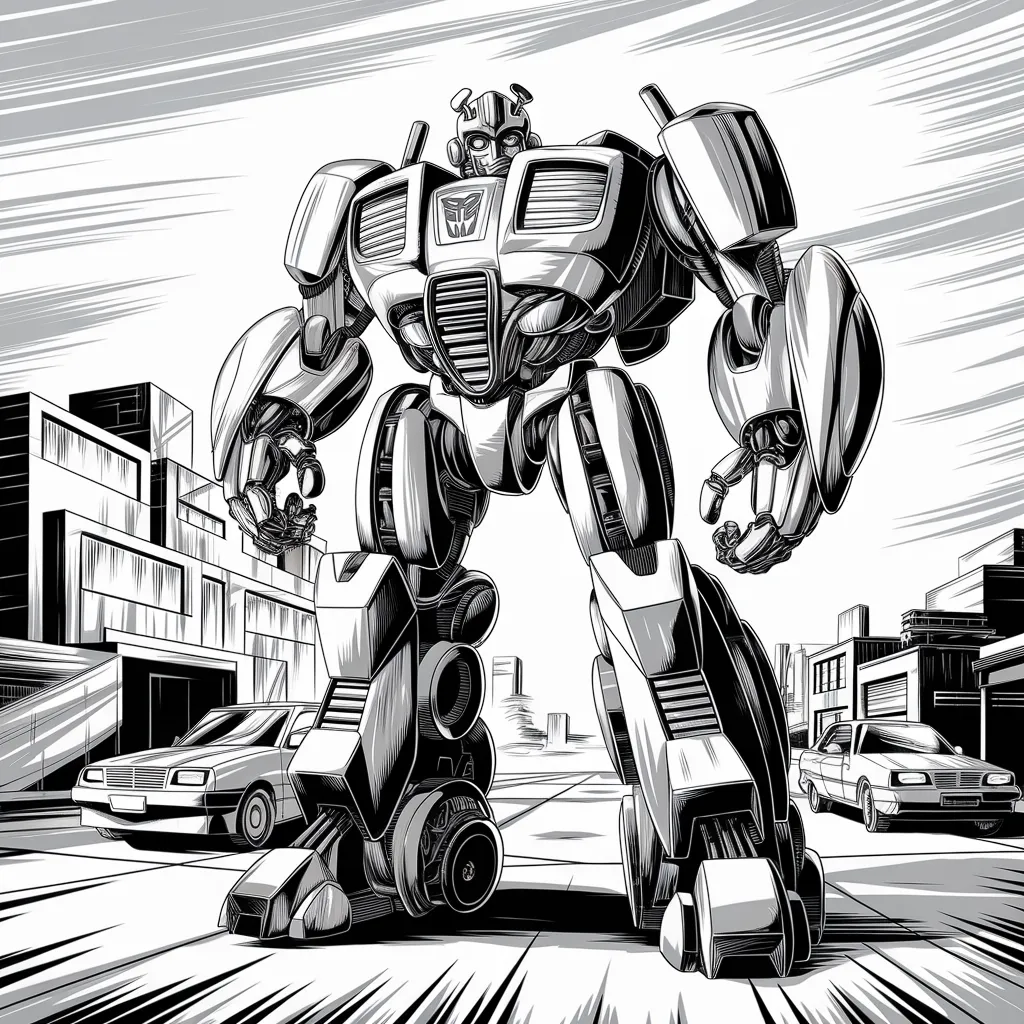 gambar mewarnai mobil bumblebee untuk anak-anak 5