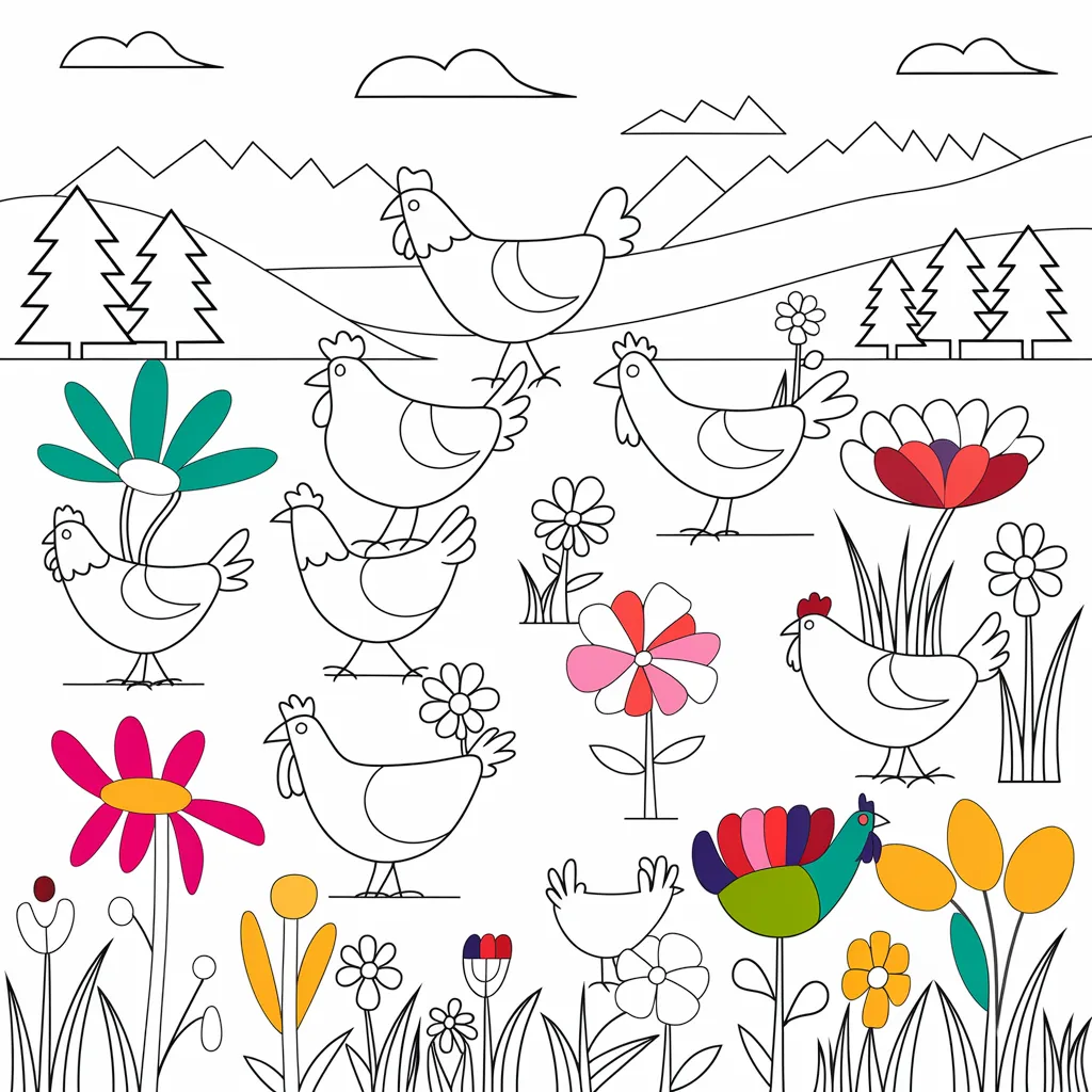 30 Gambar Ayam Hitam Putih untuk Diwarnai 21 gambar ayam hitam putih untuk diwarnai 20