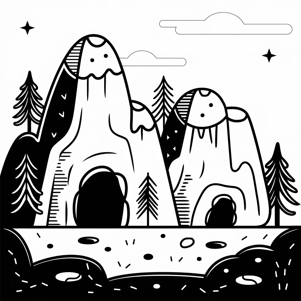 30 Gambar Pemandangan Gunung yang Belum Diwarnai untuk Diwarnai 30 gambar pemandangan gunung yang belum dicat 29