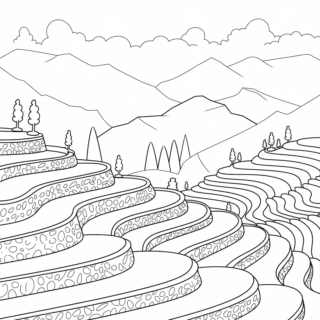 30 Gambar Pemandangan Alam Belum Diwarnai untuk Diwarnai 7 Gambar Pemandangan Alam Belum Diwarnai 6