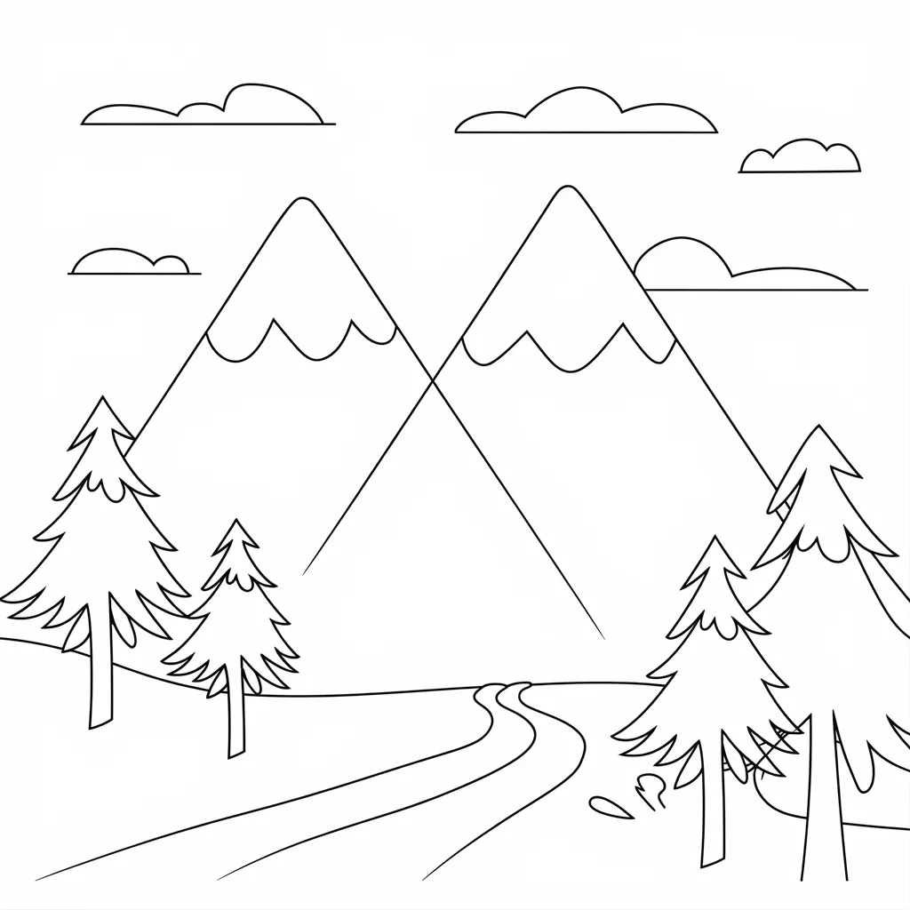 30 Gambar Pemandangan Gunung yang Belum Diwarnai untuk Diwarnai 18 gambar pemandangan gunung yang belum dicat 17