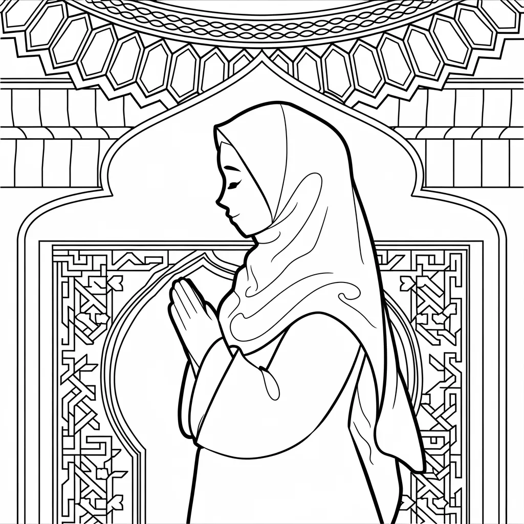 gambar mewarnai muslimah bercadar 5